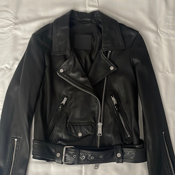 All Saints Luna leather biker jacket extra small - Picture 8 of 14